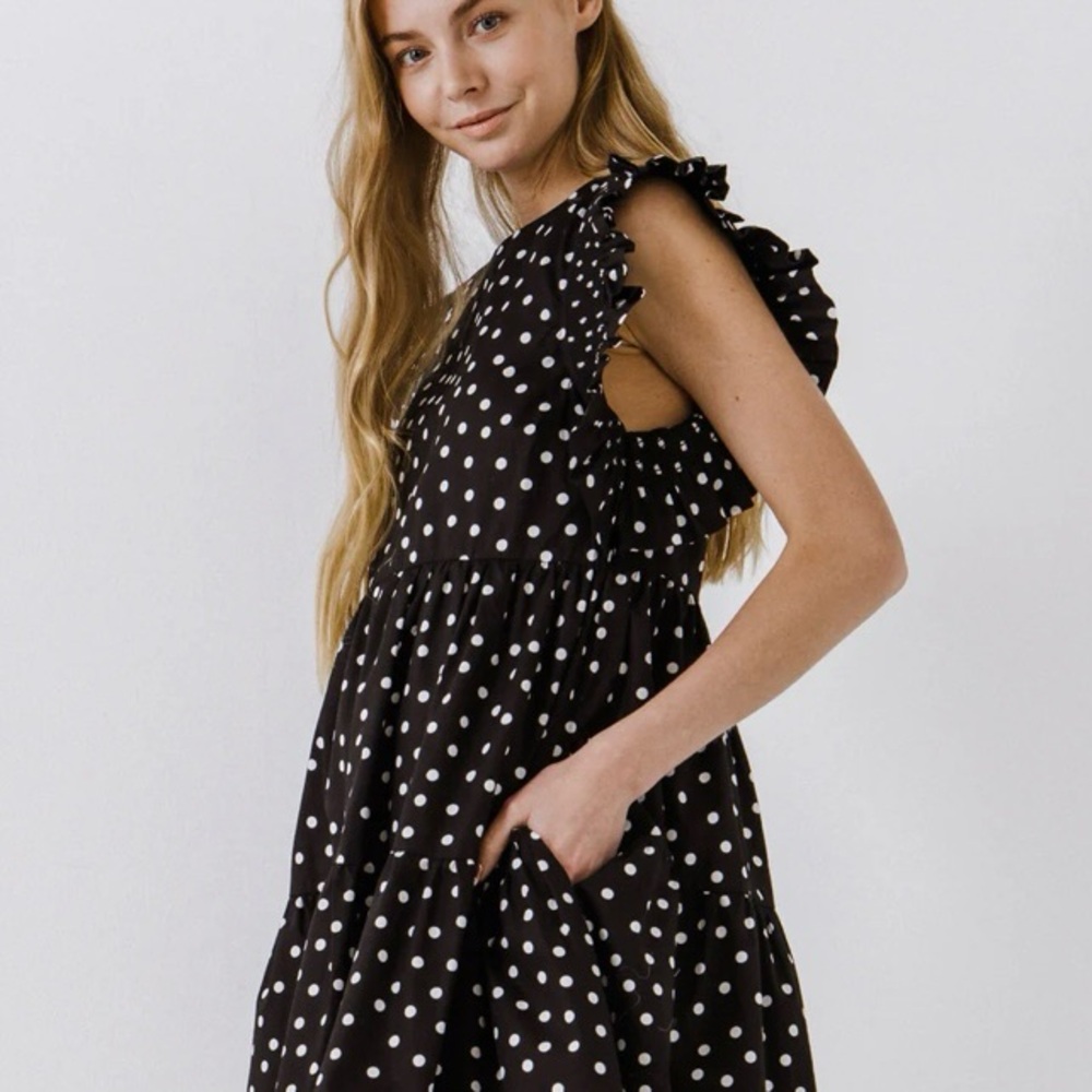 ENGLISH FACTORY Black White Polka Dot Dress